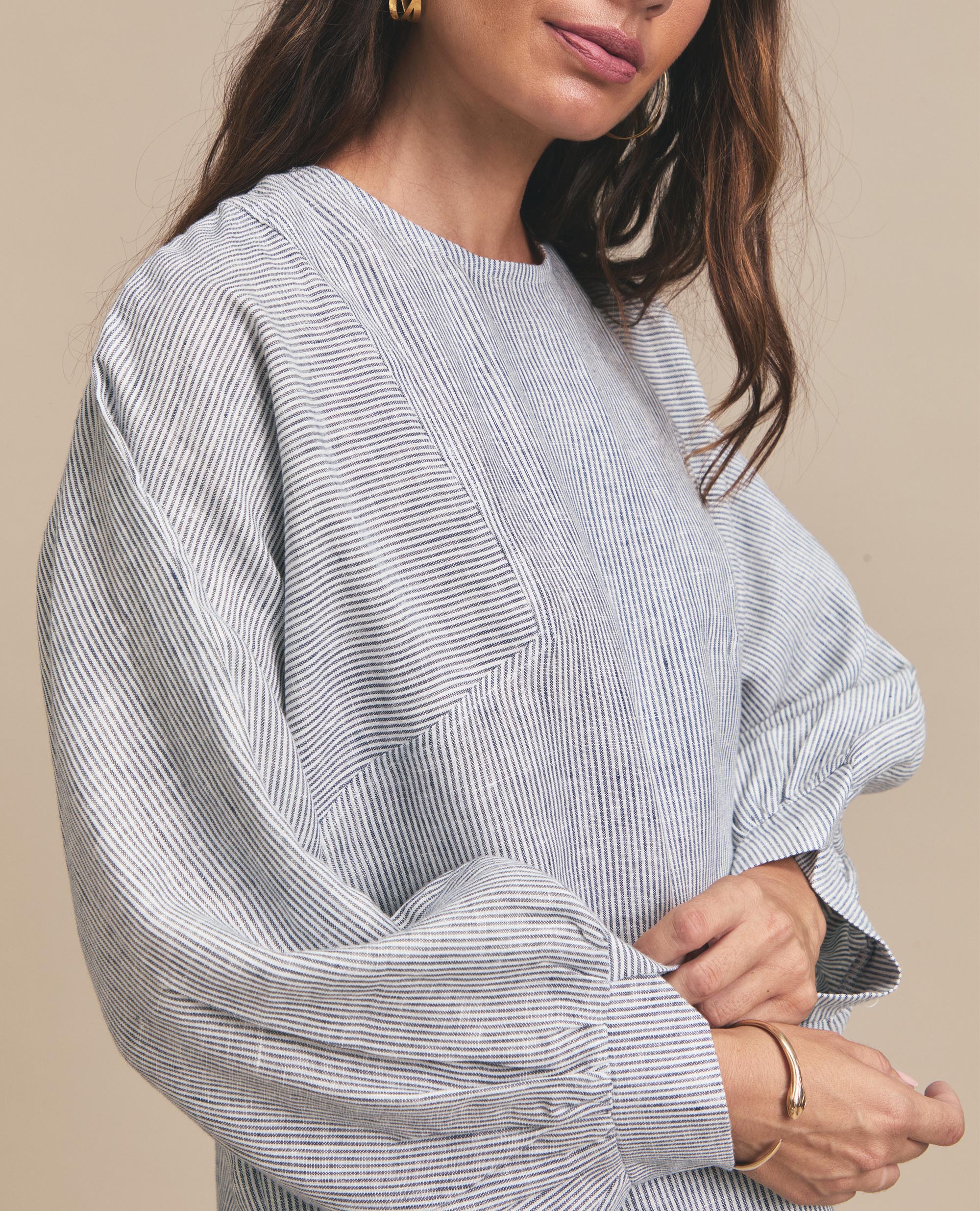 Helena | Oversized Blouse | Navy Stripe