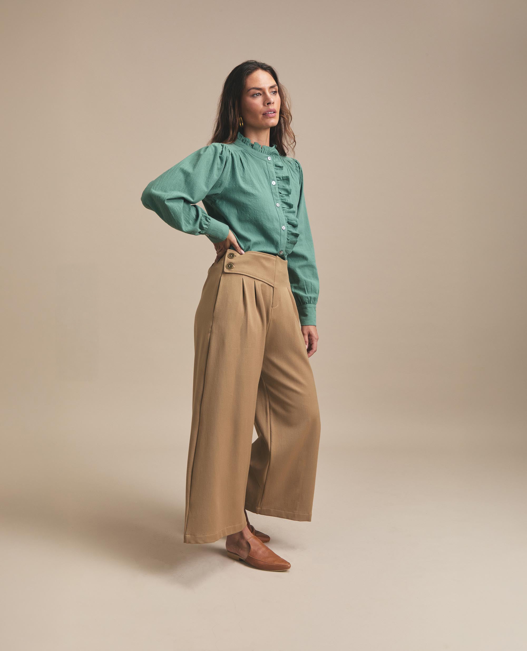 Ollie | Wide Leg Trouser | Camel