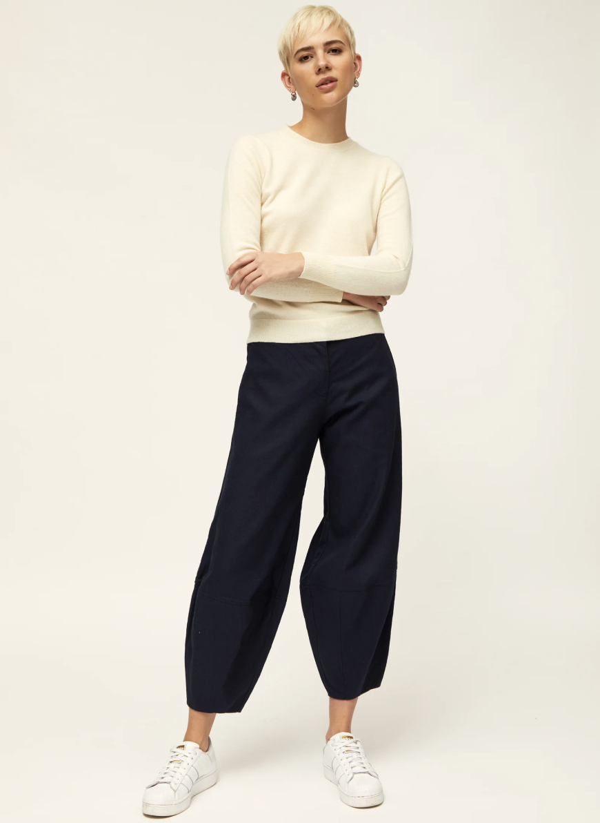 Elm Core | Barrel Leg Trousers | Navy Slub