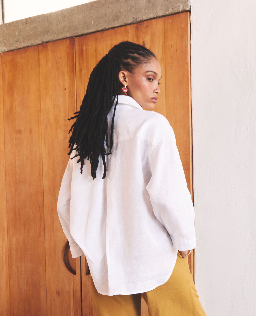 Harper Core | Oversized Button Front Shirt | White