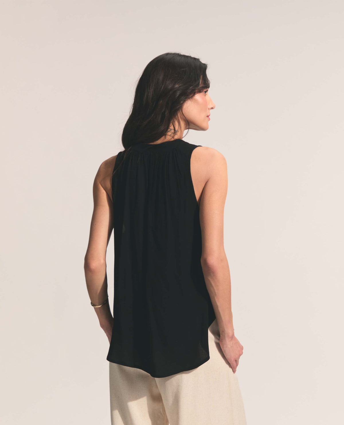 Alfama | Tassle Tie Blouse | Crepe Black