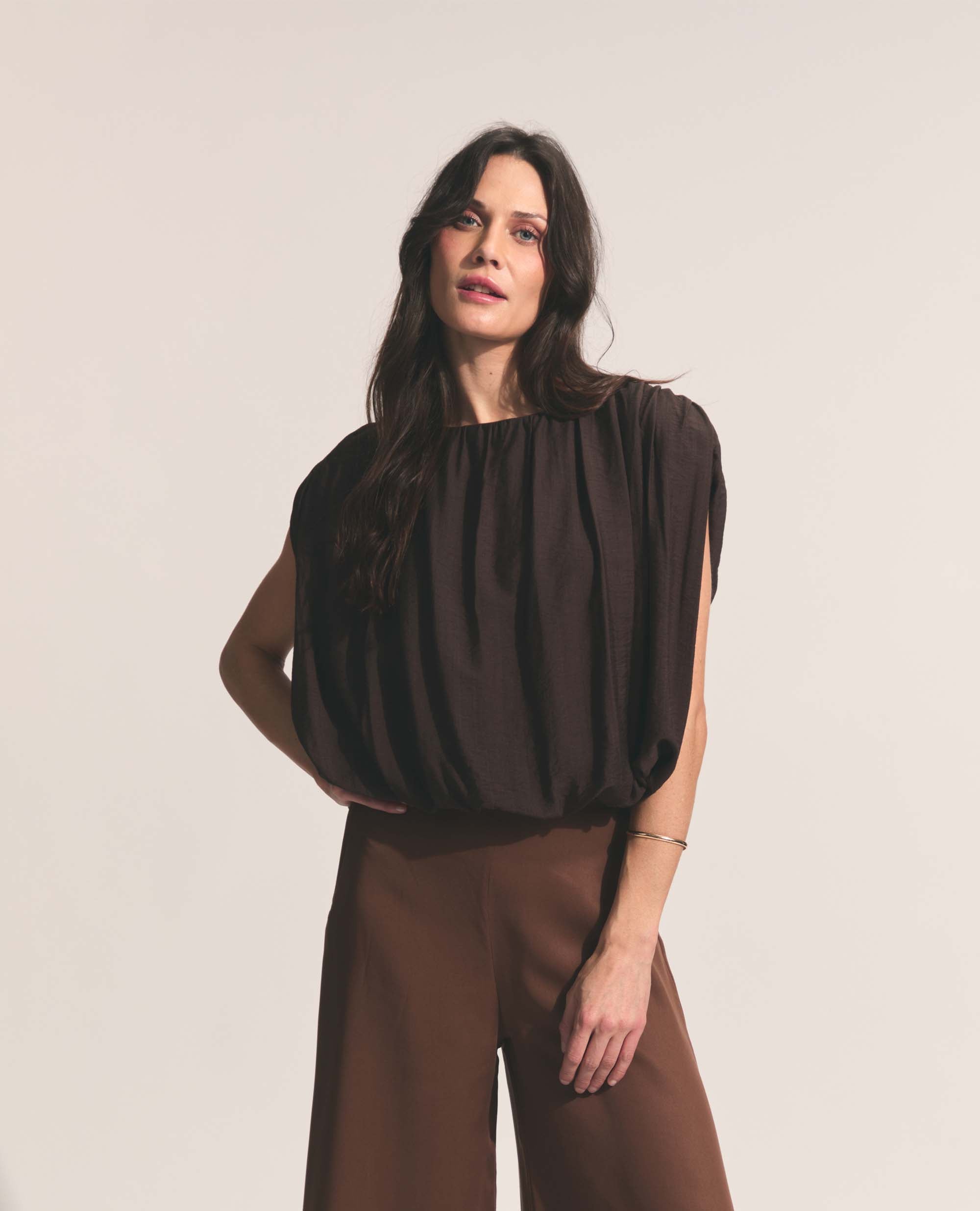 Sirocco | Blouson Top | Dark Chocolate