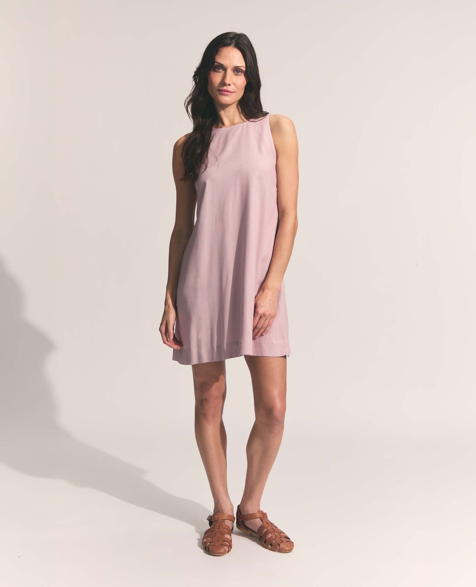 Mini | Sleeveless Open Back A-Line Dress | Mauve