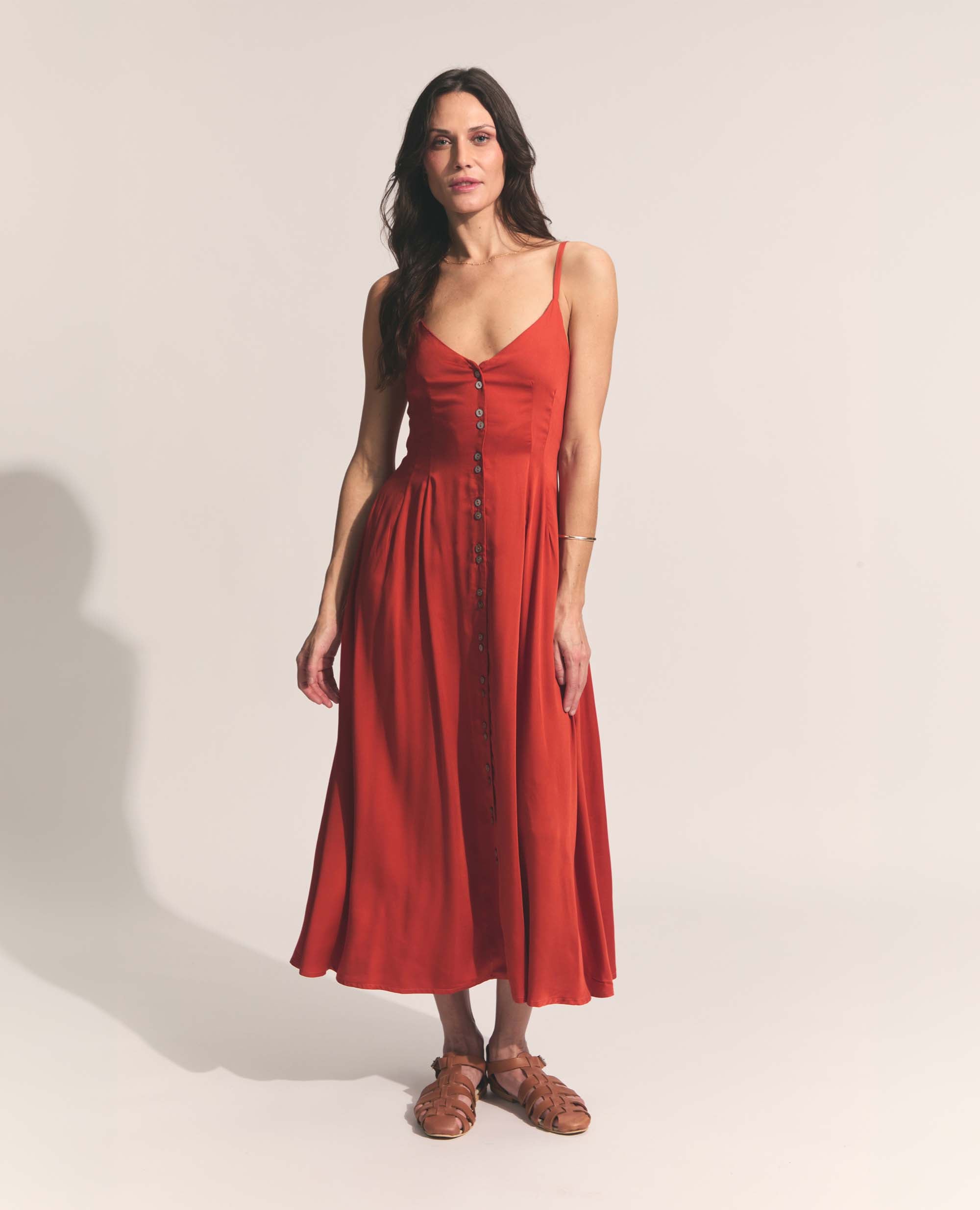 Ione | A-Line Dress | Rust