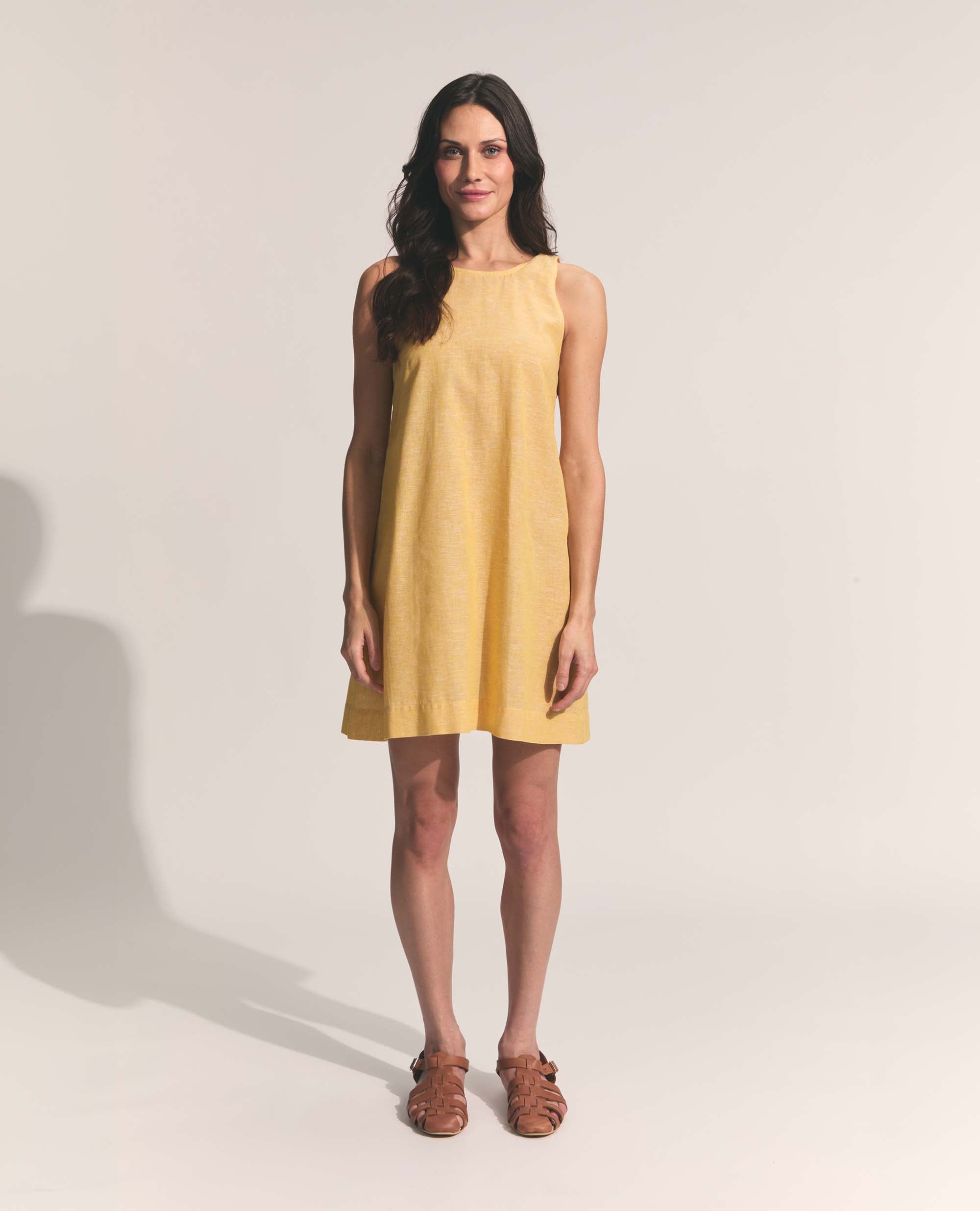 Mini | Sleeveless Open Back A-Line Dress | Butter