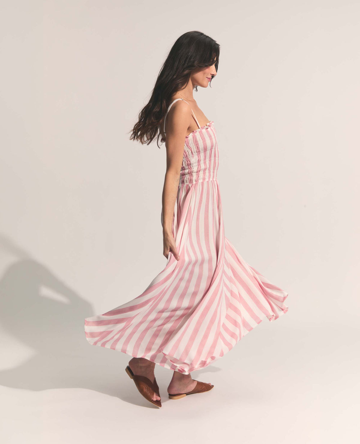 Coco | Paper Bag Frill Maxi Dress | Candy Stripe