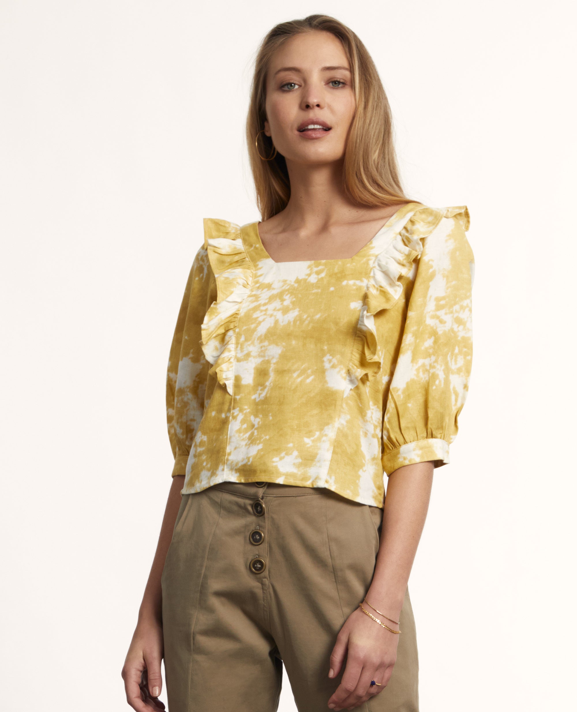 Olivia | Square Neck Frill Blouse – Sitting Pretty